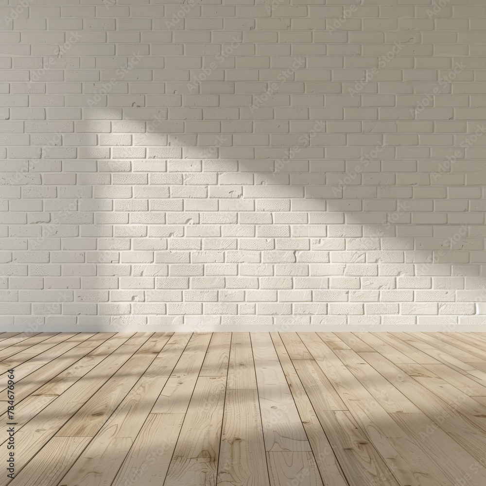 only color brick wall and wooden floor background
