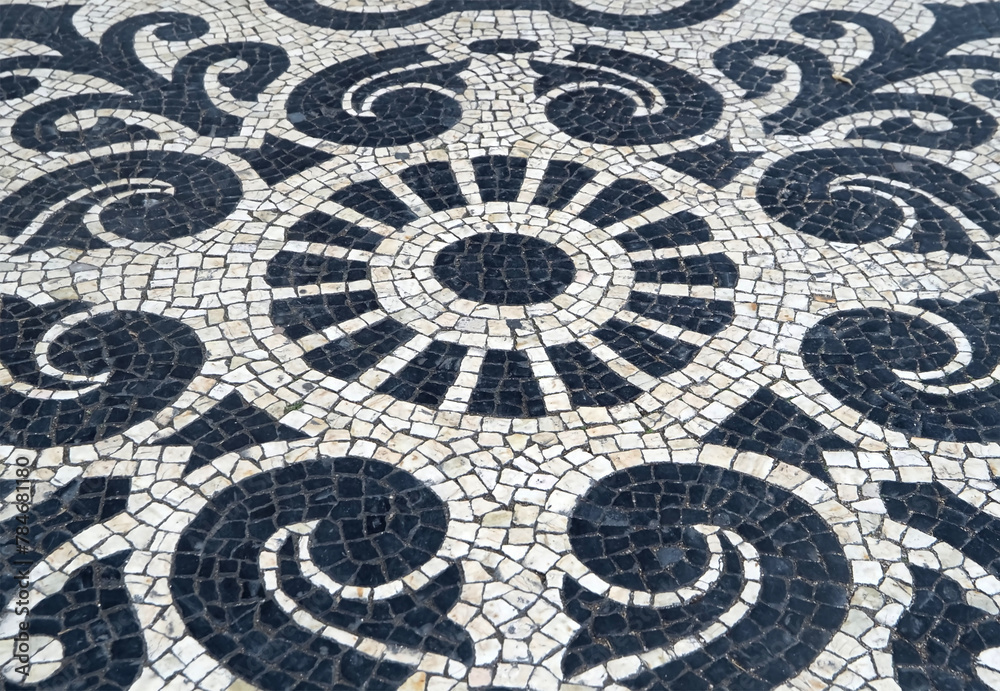 artistic Portuguese paving with ornamental patterns artistic Portuguese paving with ornamental patterns