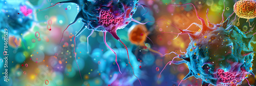 Vivid Artistic Illustration of Natural Killer Cell Function: The Fight Against Cancer photo