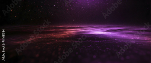 This image captures the mystery of space with a digitally created nebula, swirling in shades of purple and blacks photo