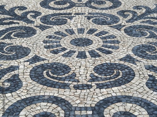 artistic Portuguese paving with ornamental patterns