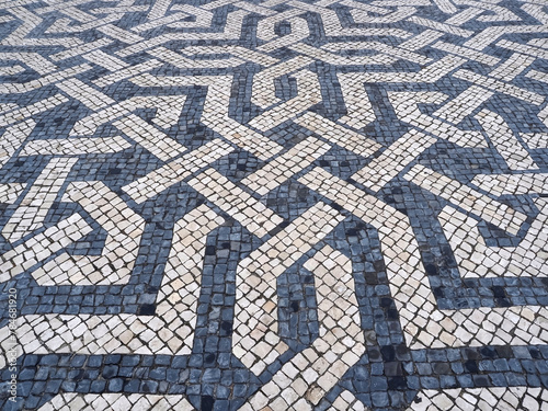 artistic Portuguese paving with ornamental patterns