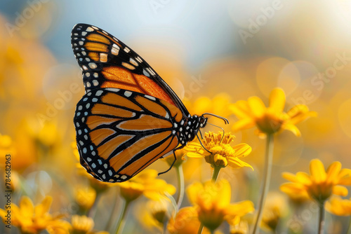 Colorful Butterfly on Flower: Monarch Beauty in Nature's Garden © smth.design