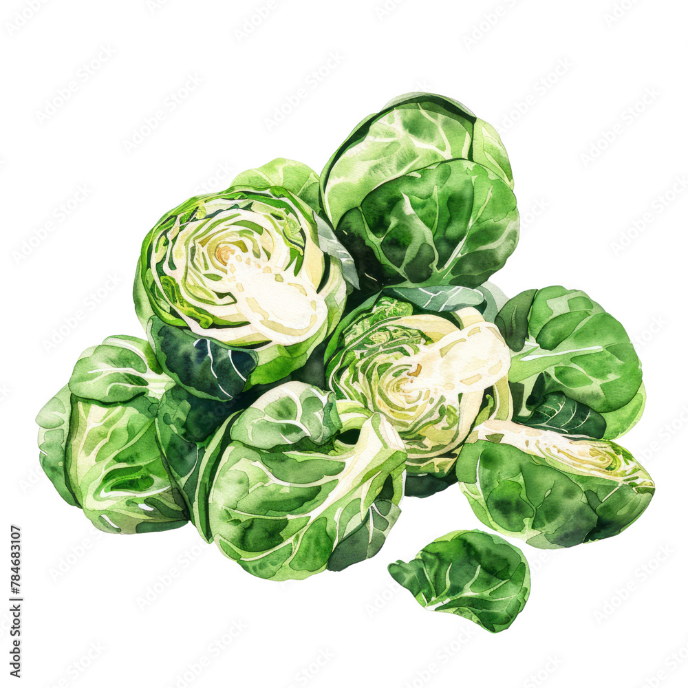 Fototapeta premium vegetable - Brussels sprouts are commonly roasted, steamed, boiled, or sautéed, and they can be seasoned with various herbs, spices, and sauces to enhance their flavor.