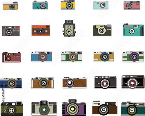 Colorful classic vintage film camera vector
