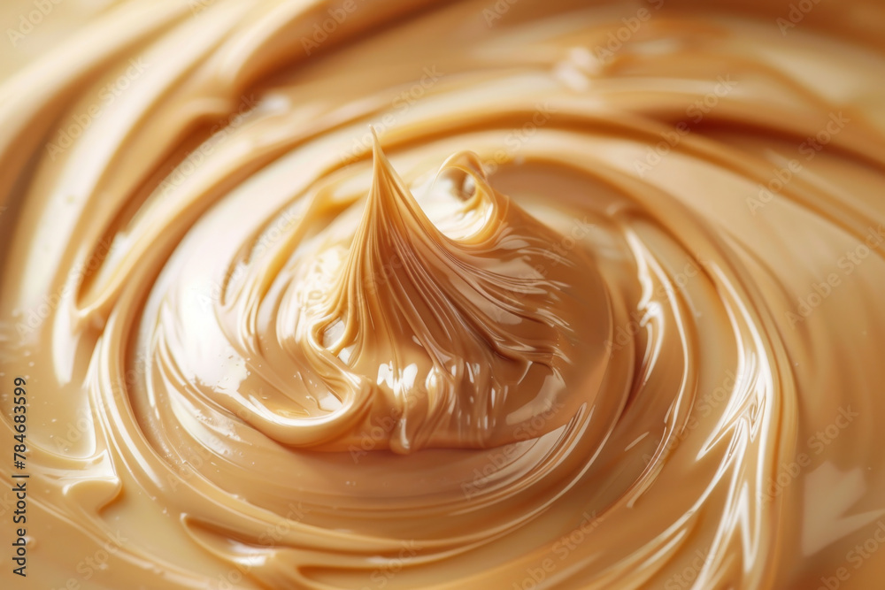 Swirling Creamy Hazelnut Spread Texture - Close-up Food Swirling Creamy Hazelnut Spread Texture - Close-up Food