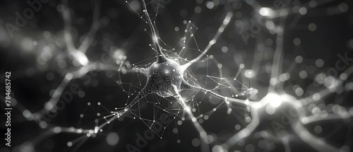 Synaptic Symphony: The Minimalist Dance of Neuronal Connections. Concept Neuroscience, Brain Connections, Synaptic Activity, Neuronal Network, Mind-Body Communication