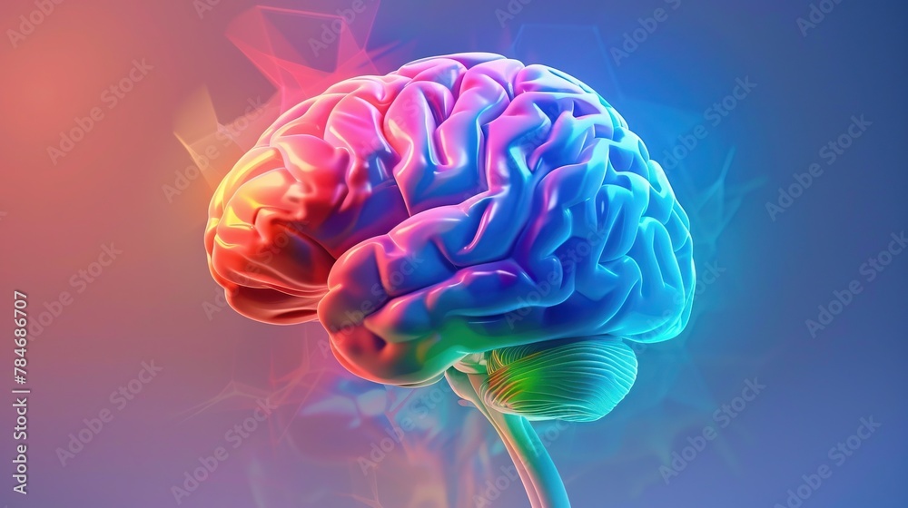 A 3D rendering of the human brain provides a detailed representation of its complex structures and neural networks, offering valuable insights for medical education and research purposes.