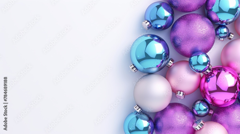 Christmas bauble, Baubles on Solid tone Surface. A panoramic image showcasing baubles in vibrant colored tones reflecting a wintry setting placed on a solid surface, creating a cozy holiday scene Christmas bauble, Baubles on Solid tone Surface. A panoramic image showcasing baubles in vibrant colored tones reflecting a wintry setting placed on a solid surface, creating a cozy holiday scene