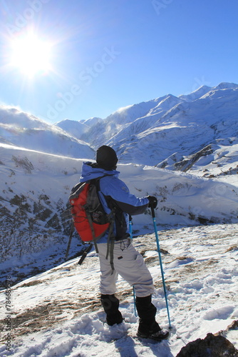 Group of touring skiers, the Alps, Valle d'Aosta, Italy. High quality photo