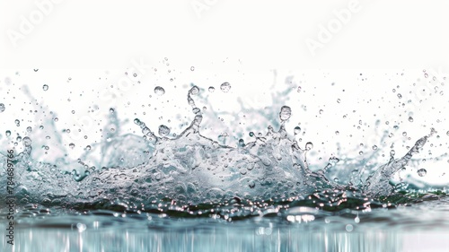 Vivid water splash with transparent droplets - A close-up shot where water splash creates intricate patterns with transparent droplets flying mid-air