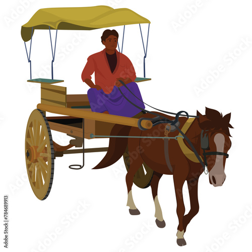 Horse pulled rickshaw, Indian Kolkata rickshaw photo