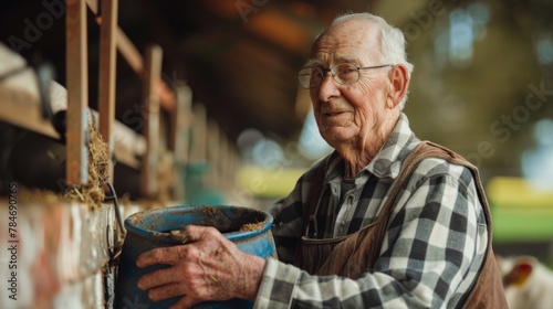 farmer milking cow generative ai