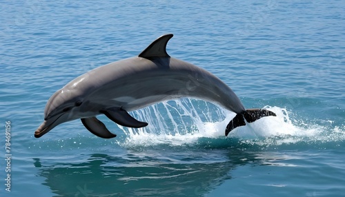 A Dolphin With Its Tail Splashing In The Water