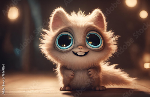 Cute cat character with big eyes Pro Photo 