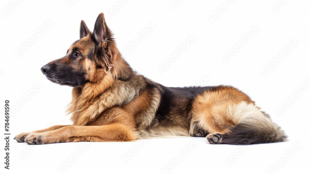 shepherd dog on white background generative ai