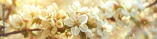 Spring Blossom Glare - Blooming White Flowers in Golden Light