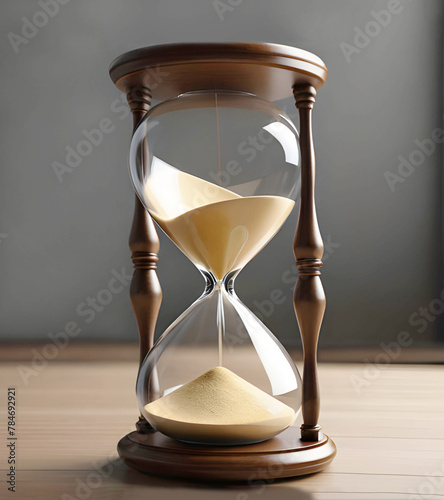 vintage hourglass on gray background