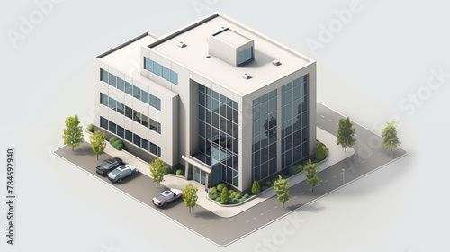 3d render of a modern building, isometric view