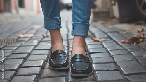 photo of woman wearing loafers 