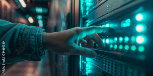 IT Professional Performing Maintenance in Data Center Server Room