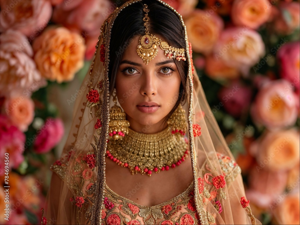 Indian bride in a traditional attire, candid photograph