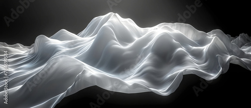 Elegant Abstract Waves - Seamless White Fabric Texture on Dark Background