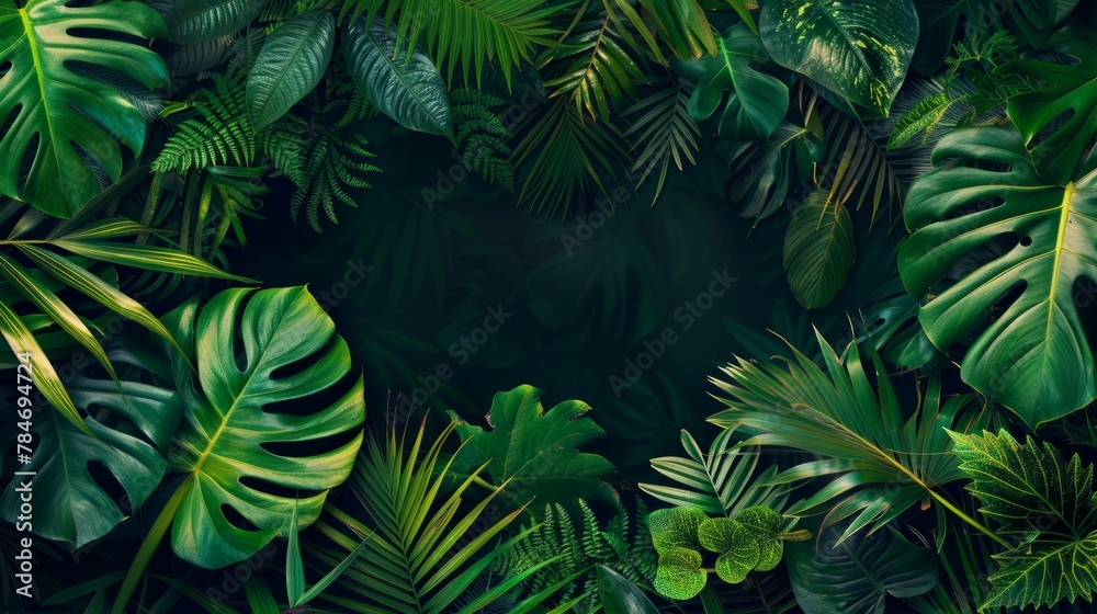 custom made wallpaper toronto digitalTropical forest in a tropical garden on black background, generative ai