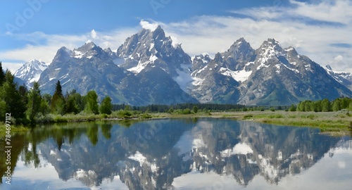 lake reflection .  Grand Tetons and reflection © Sadaf