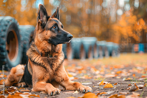 Police dog at training camp