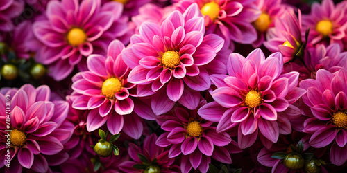 Vibrant Pink Dahlia Blossoms in Full Bloom