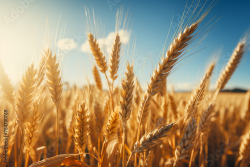 Golden Wheat Field at Sunset - Agriculture, Harvest, and Nature