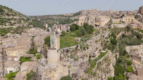 Flying clockwise around Conti di Modica Castle in Sicily photo
