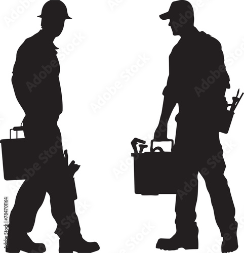 silhouette vector of workers with tool box. Vector icon of workers. Happy Labor Day concept