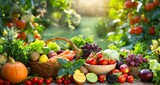 Organic fruit and vegtable garden background