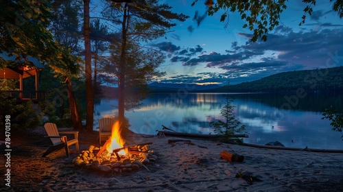 Summer nights around a crackling beach bonfire evoke nostalgic memories of laughter and joy shared by the lake.