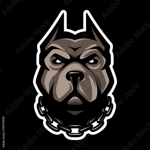 Pit Bull head icon. Dog logo. Fighting dogs label, sport mascot. T-shirt print.