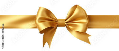 A yellow bow isolated on a transparent background