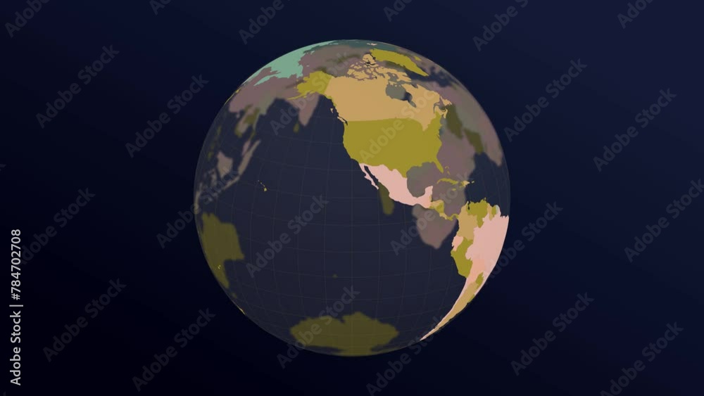The globe with world map. Dark translucent earth planet in soft green pink brown colors rotating. Second turn changes colors to red hues. 4K artistic loop animation. The globe with world map. Dark translucent earth planet in soft green pink brown colors rotating. Second turn changes colors to red hues. 4K artistic loop animation.