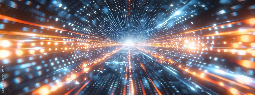 Naklejka premium Abstract technology background of high speed global data transfer, ultra fast broadband and connection, digital explosion, cyber tech motion