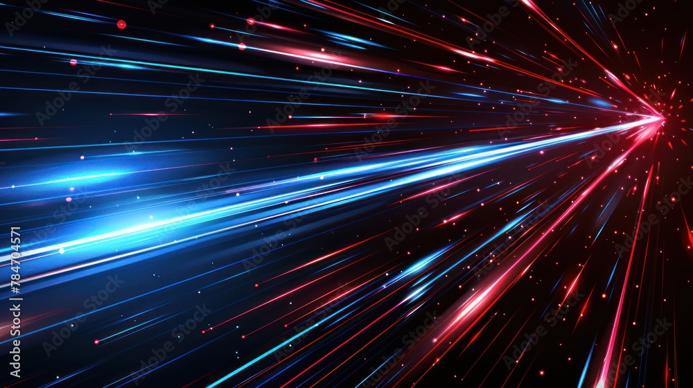 Blue and red light lines on black background, shining light. Abstract light effect. Blue and red light lines on black background, shining light. Abstract light effect.