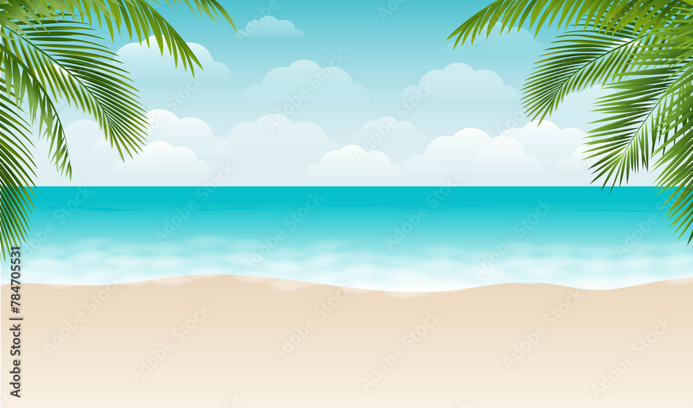 Beach With Palm Tree Branch Beach With Palm Tree Branch