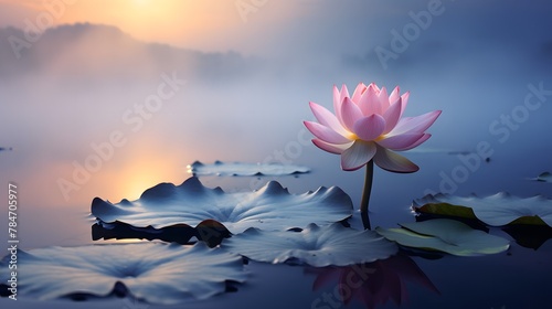 scène zen, cairn et nénuphar, bien-être , relaxation et spa, généré par IA	
