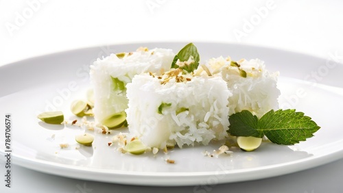 Turkish delight with white coconut and pistachios