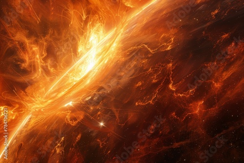 Intense solar flare captured in rich orange and red tones, ideal for dynamic and energetic themes