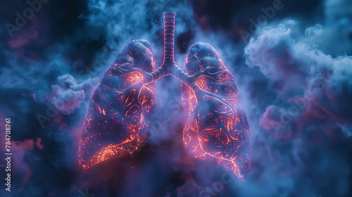 Create a cinematic image of human lungs