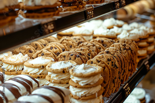 A display of cookies and ice cream sandwiches