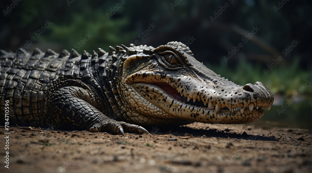 Obraz premium American alligator along the river