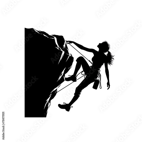silhouette of a woman rock climber