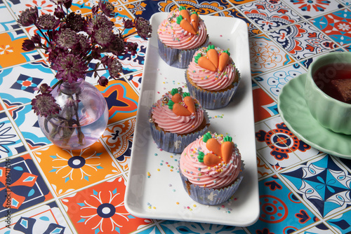 easter cupcake and carrots